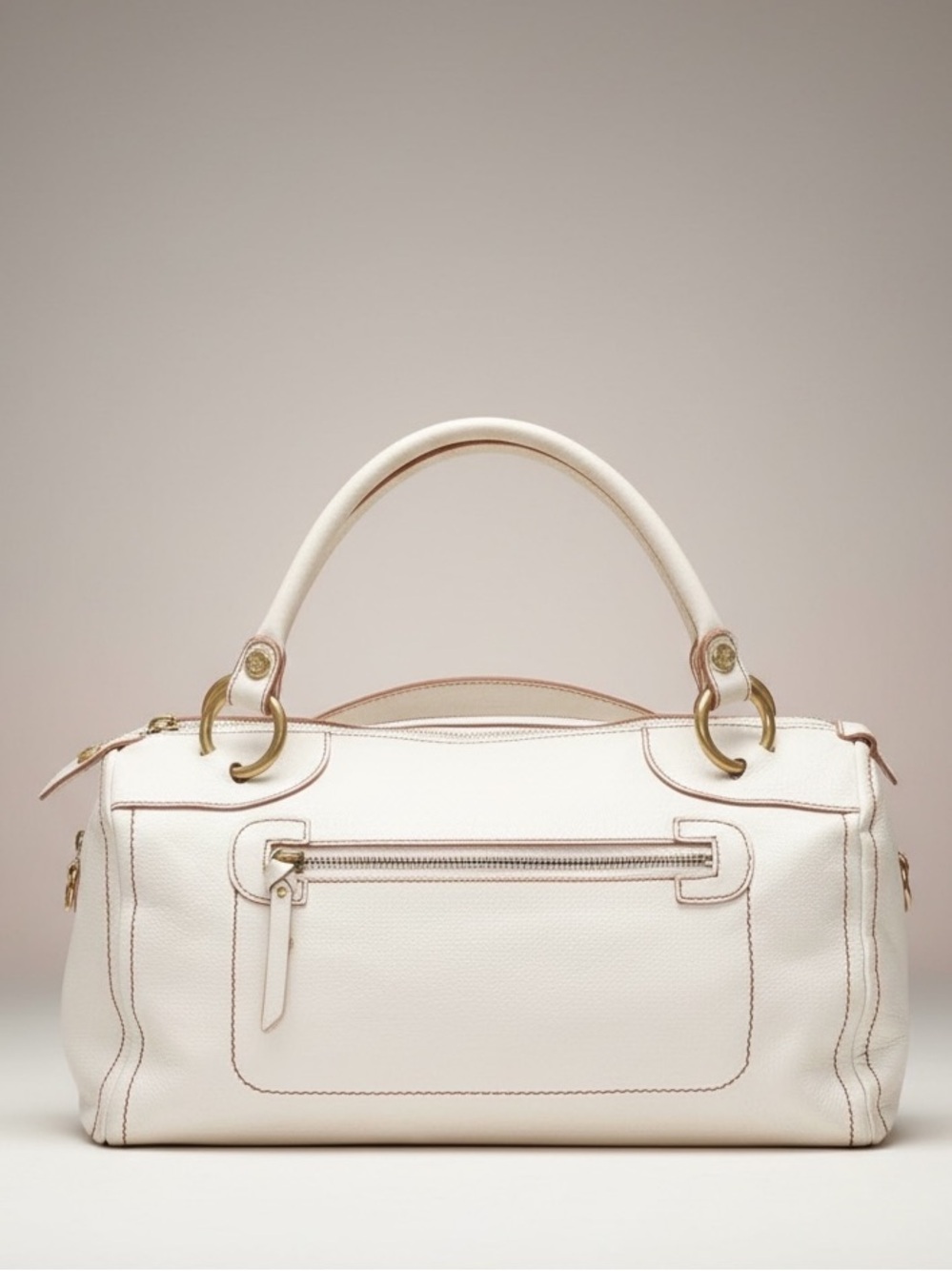 Céline Y2K Vintage Boogie Leather Satchel Shoulder Tote Bag Zipper Pockets Hobo